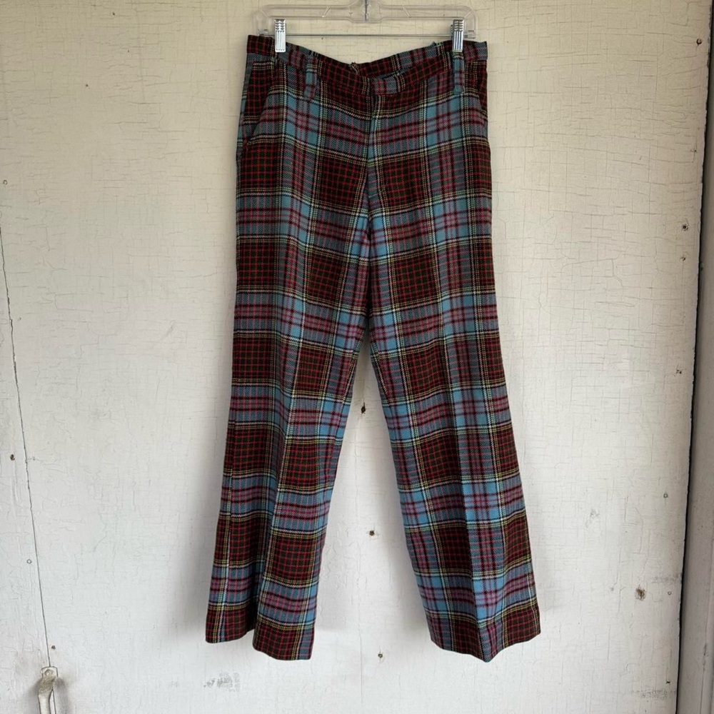 Vintage 50s/60s blue and red plaid handmade trousers